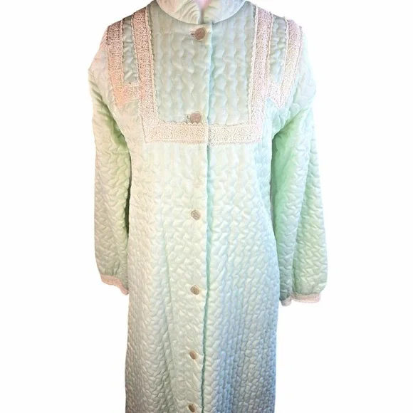 60s Vintage Christian Dior Lane Bryant Robe Women's‎ Small Quilted Lace Robe - Picture 2 of 16